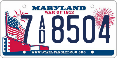 MD license plate 7AD8504