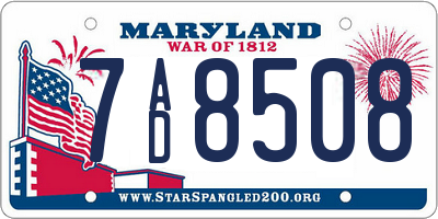 MD license plate 7AD8508