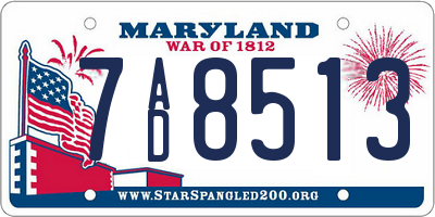 MD license plate 7AD8513