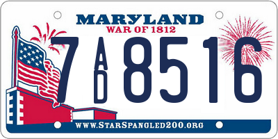 MD license plate 7AD8516