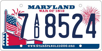 MD license plate 7AD8524