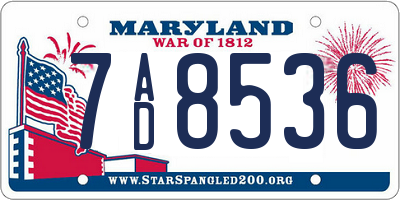 MD license plate 7AD8536