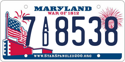 MD license plate 7AD8538