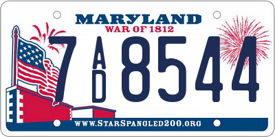MD license plate 7AD8544