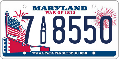 MD license plate 7AD8550