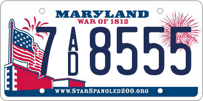 MD license plate 7AD8555