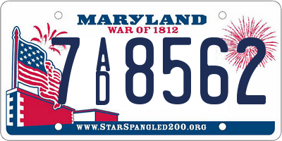 MD license plate 7AD8562