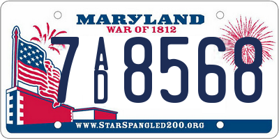 MD license plate 7AD8568