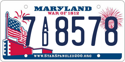 MD license plate 7AD8578