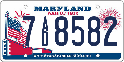 MD license plate 7AD8582