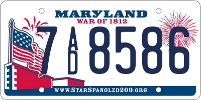 MD license plate 7AD8586