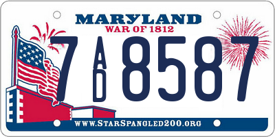 MD license plate 7AD8587