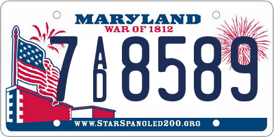 MD license plate 7AD8589