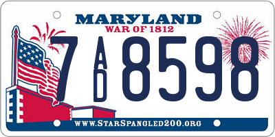 MD license plate 7AD8598
