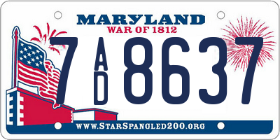 MD license plate 7AD8637