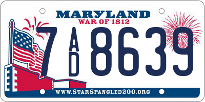 MD license plate 7AD8639