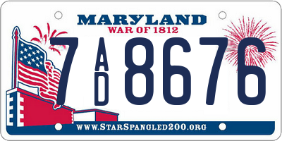 MD license plate 7AD8676