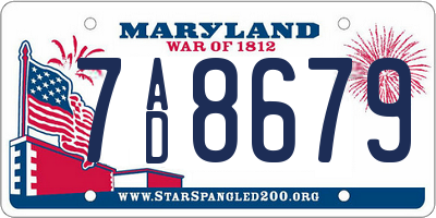 MD license plate 7AD8679