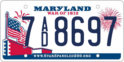 MD license plate 7AD8697