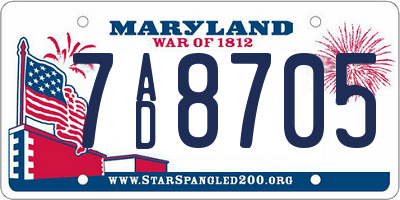MD license plate 7AD8705