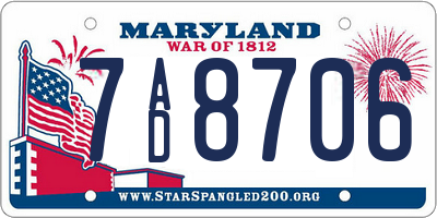 MD license plate 7AD8706