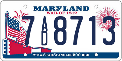 MD license plate 7AD8713