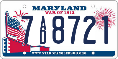 MD license plate 7AD8721