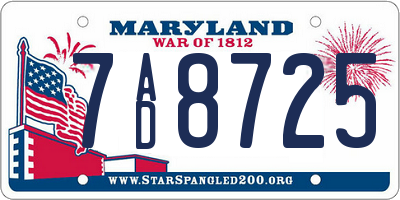 MD license plate 7AD8725