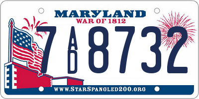 MD license plate 7AD8732