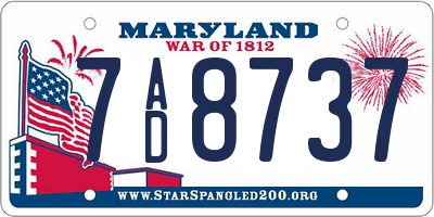MD license plate 7AD8737
