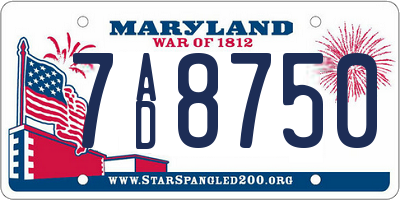 MD license plate 7AD8750