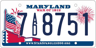 MD license plate 7AD8751