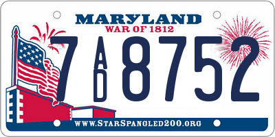 MD license plate 7AD8752