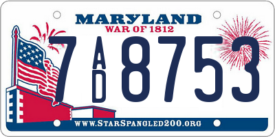 MD license plate 7AD8753