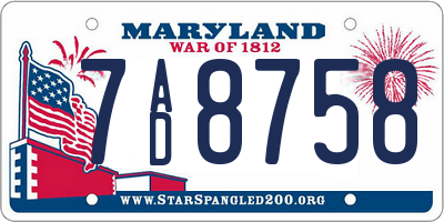 MD license plate 7AD8758