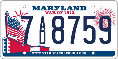 MD license plate 7AD8759