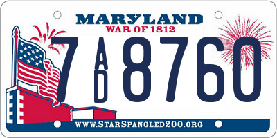 MD license plate 7AD8760