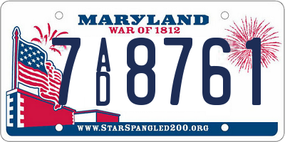 MD license plate 7AD8761