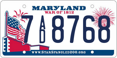 MD license plate 7AD8768