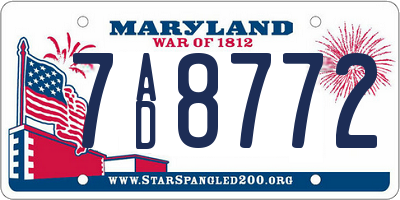 MD license plate 7AD8772