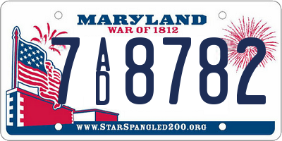 MD license plate 7AD8782