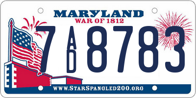 MD license plate 7AD8783