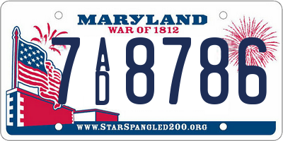 MD license plate 7AD8786