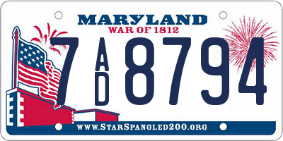 MD license plate 7AD8794