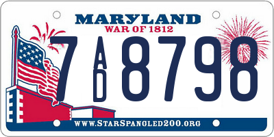 MD license plate 7AD8798