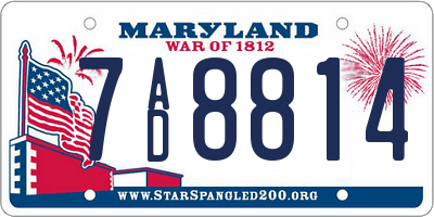 MD license plate 7AD8814