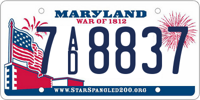 MD license plate 7AD8837