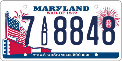 MD license plate 7AD8848