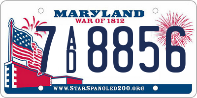 MD license plate 7AD8856
