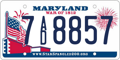 MD license plate 7AD8857